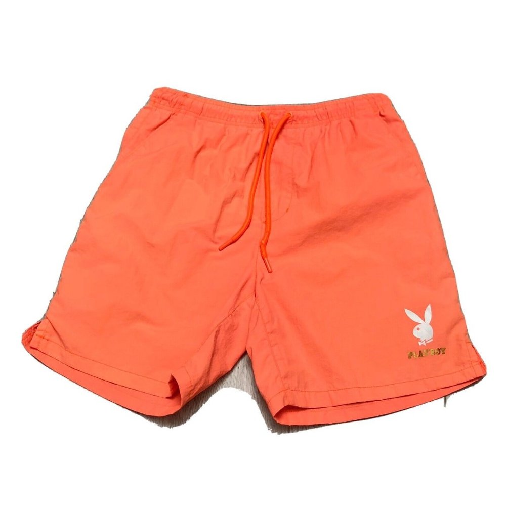 Playboy by Pacsun Mens Orange Nylon Swim Shorts Medium